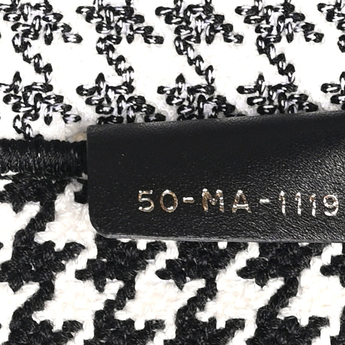 Canvas Houndstooth Embroidered Large Book Tote Black White