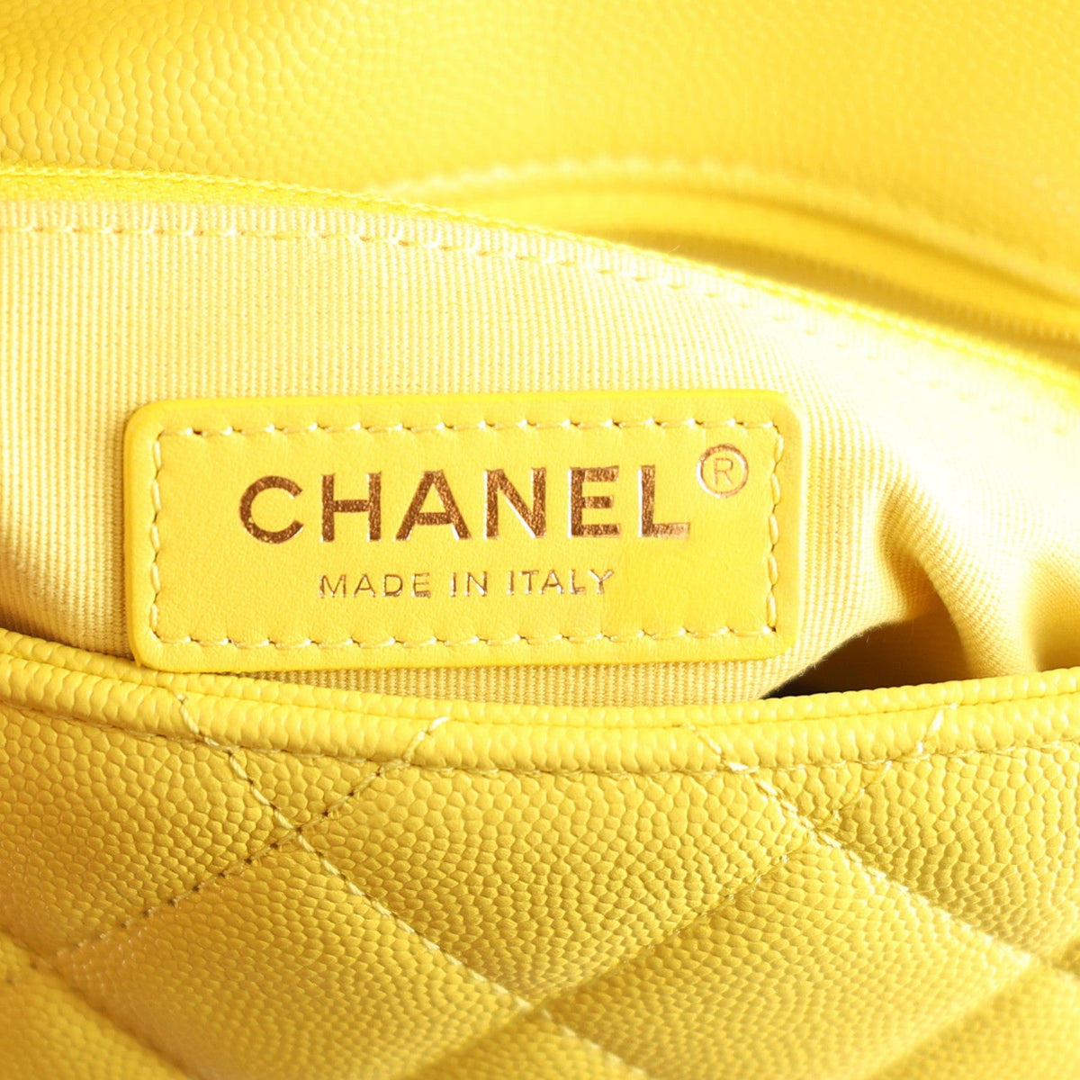 Caviar Quilted Mini CC You Flap Yellow