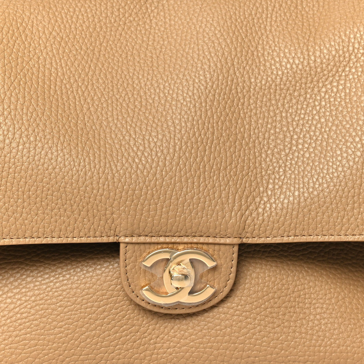 Grained Calfskin Small Souplissimo Maxi Flap Beige