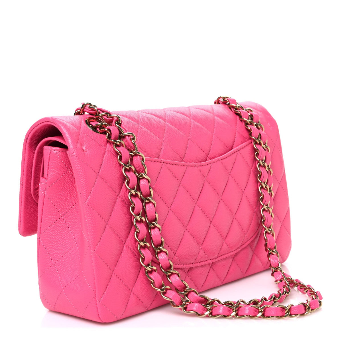 Caviar Quilted Medium Double Flap Dark Pink