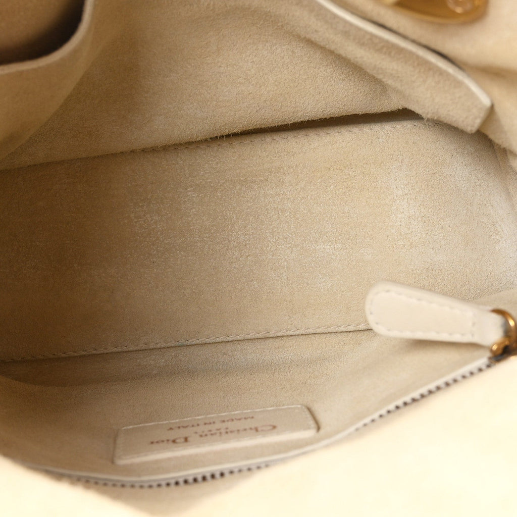 Lambskin Cannage Studded Small Supple Lady Dior White