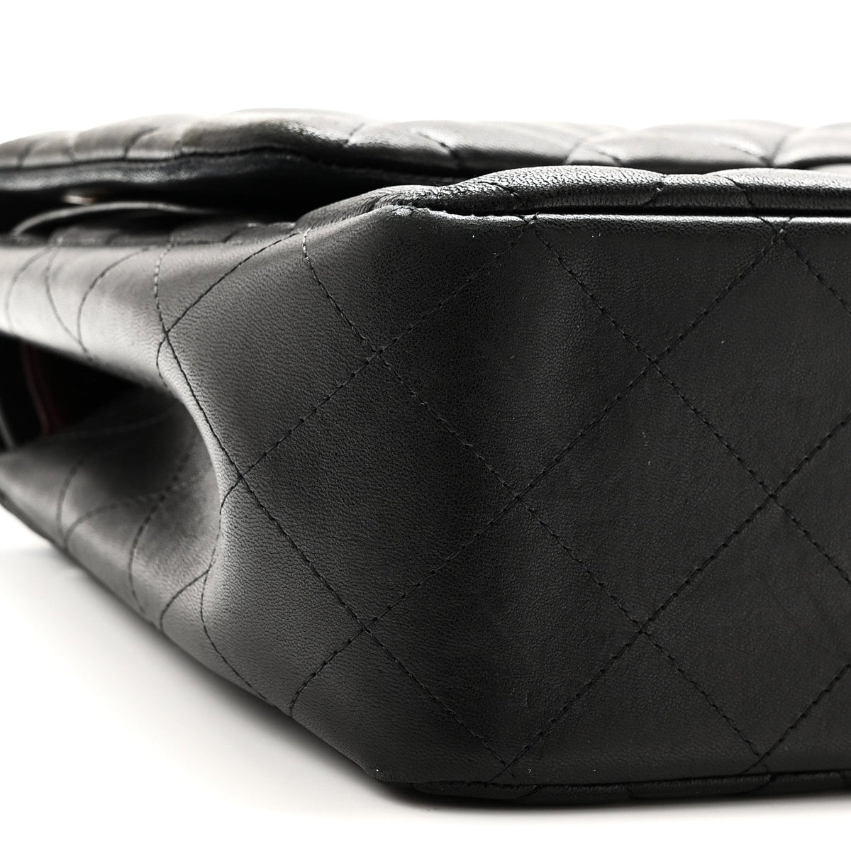 Lambskin Quilted Jumbo Double Flap Black