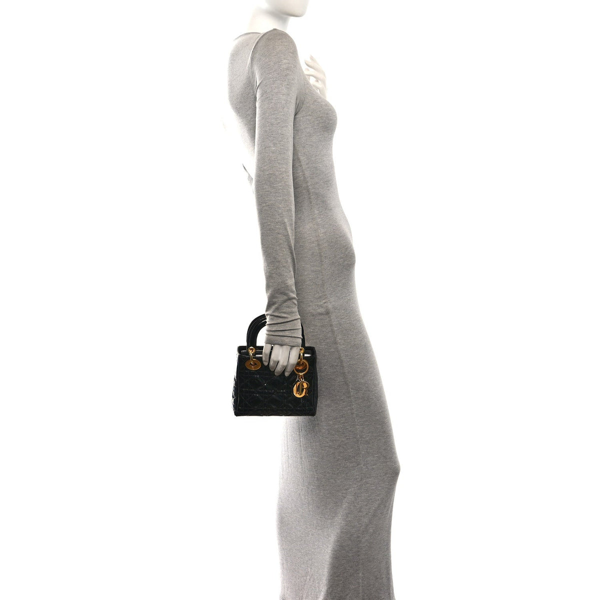 Patent Cannage Mini Lady Dior Black