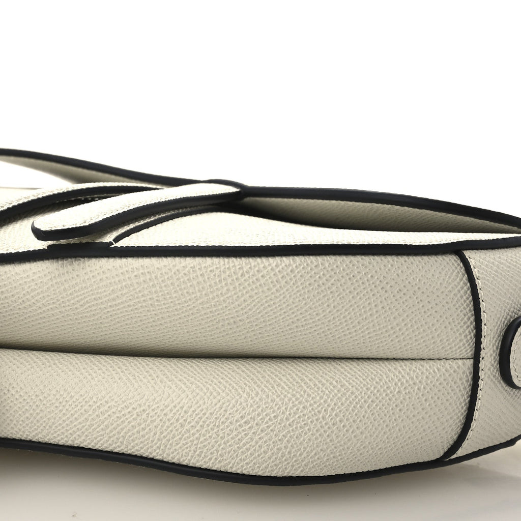 Grained Calfskin Saddle Bag With Strap Latte