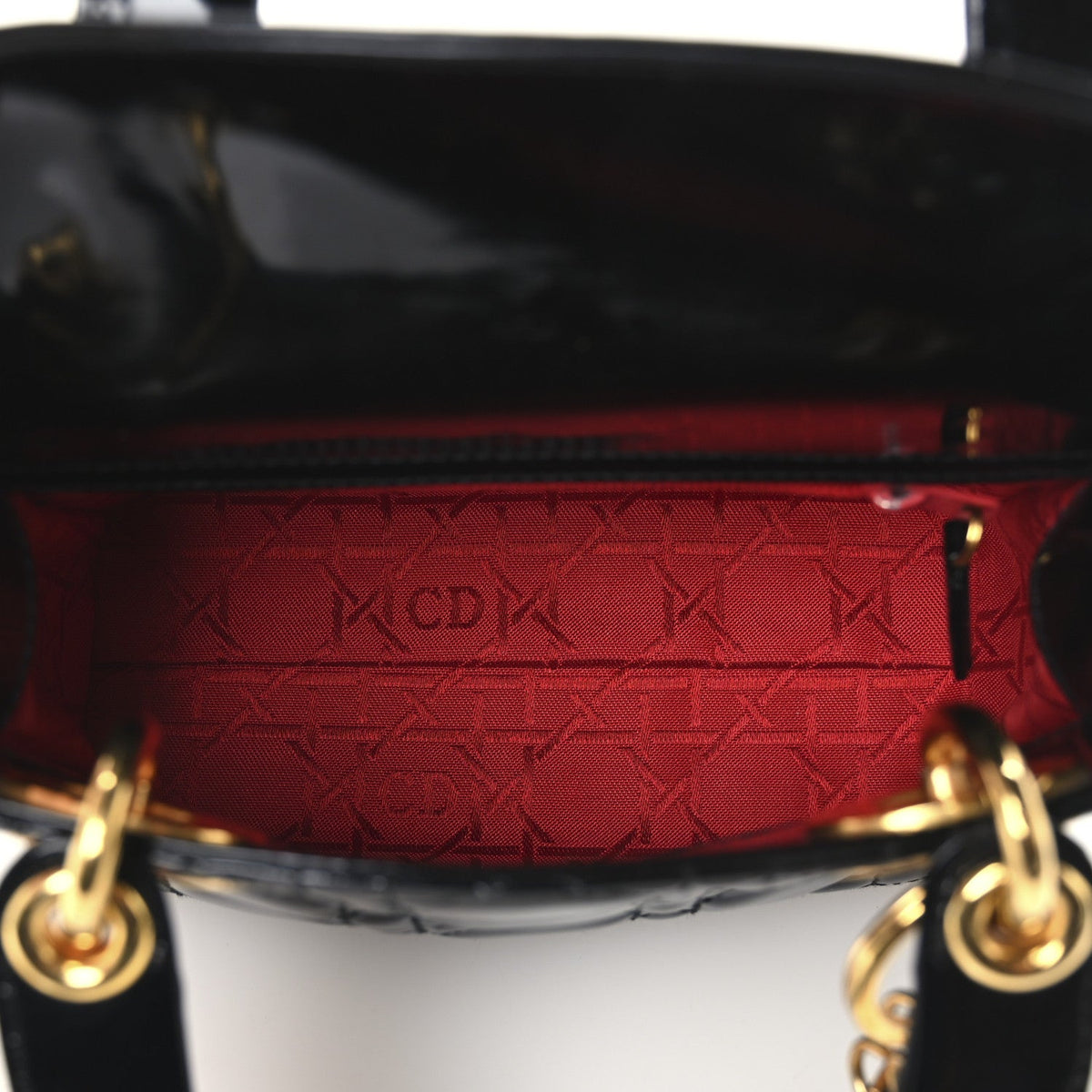 Patent Cannage Mini Lady Dior Black
