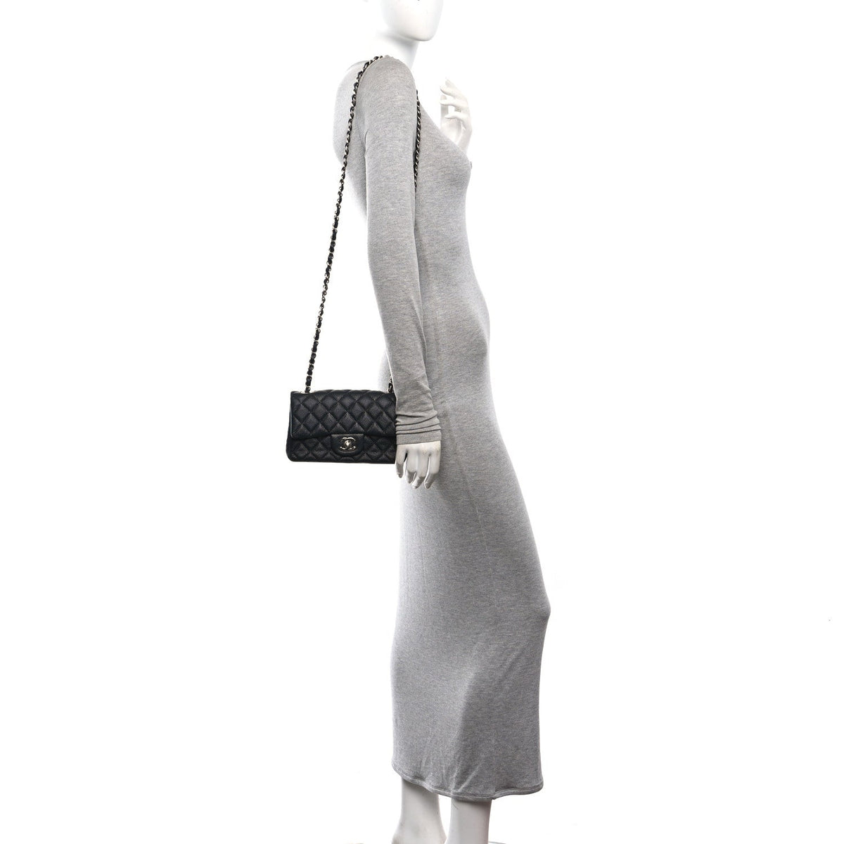 Caviar Quilted Mini Rectangular Flap Black