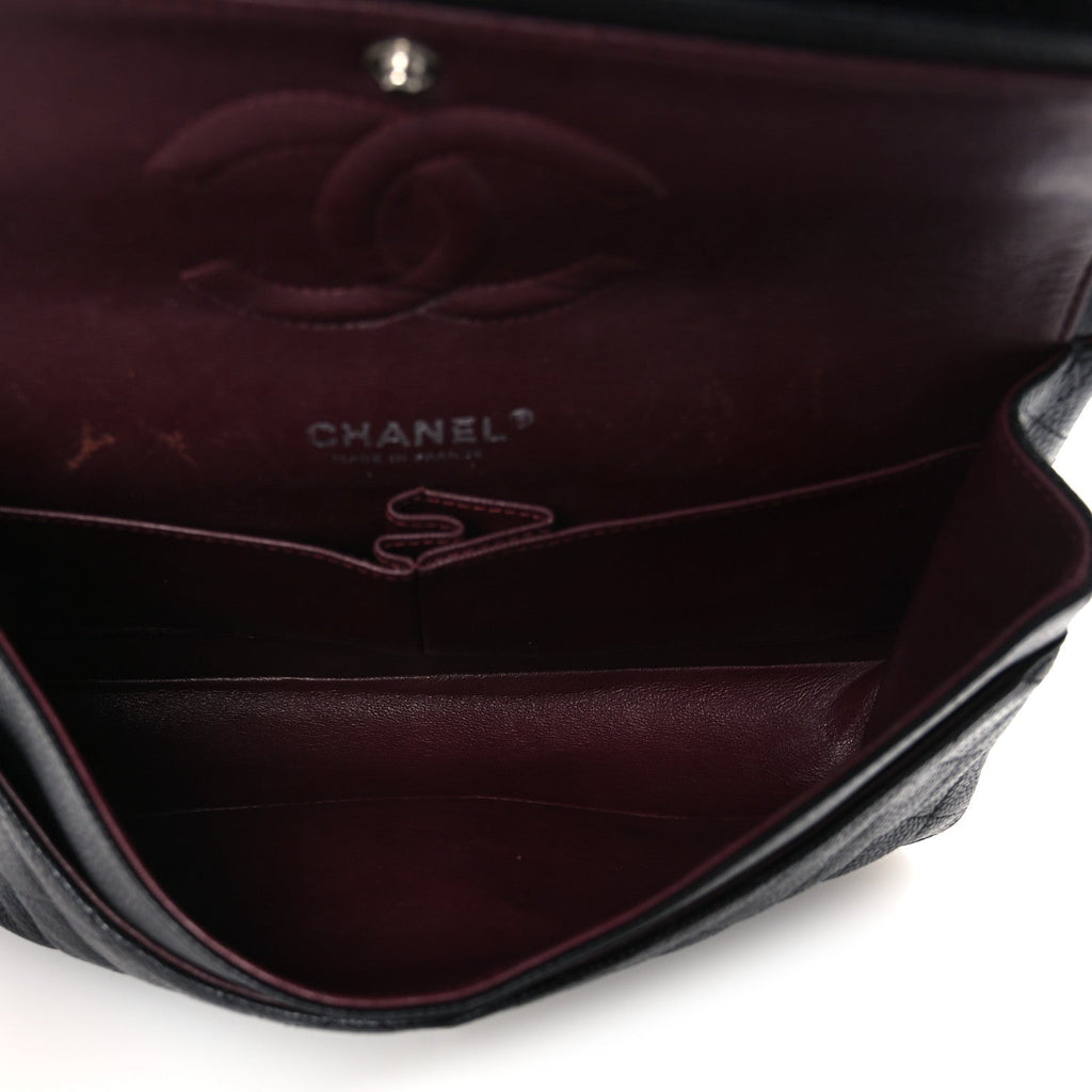 Caviar Quilted Medium Double Flap Black