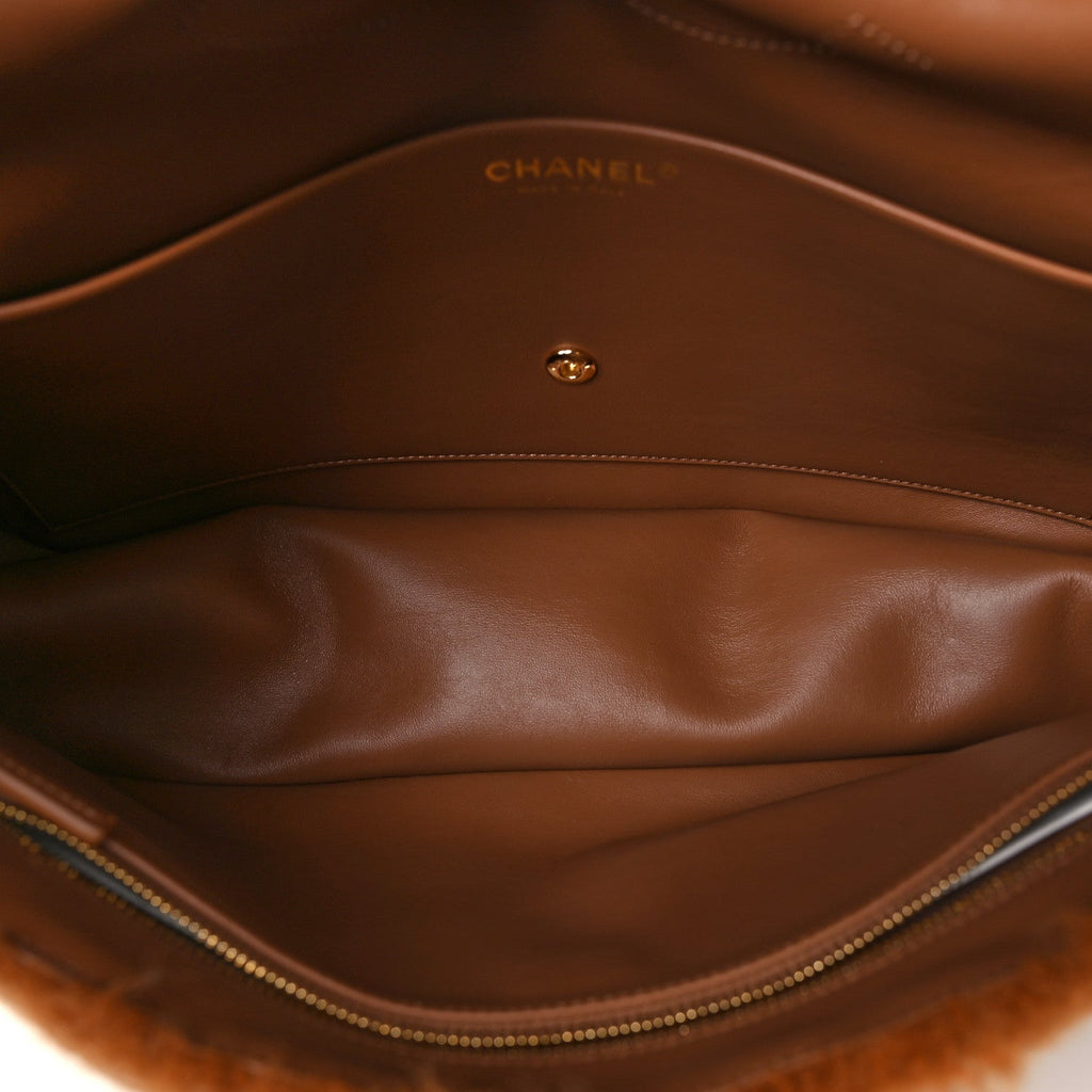 Shearling Lambskin Small Souplissimo Maxi Flap Brown