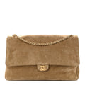 Suede Calfskin Souplissimo Maxi Flap Dark Beige