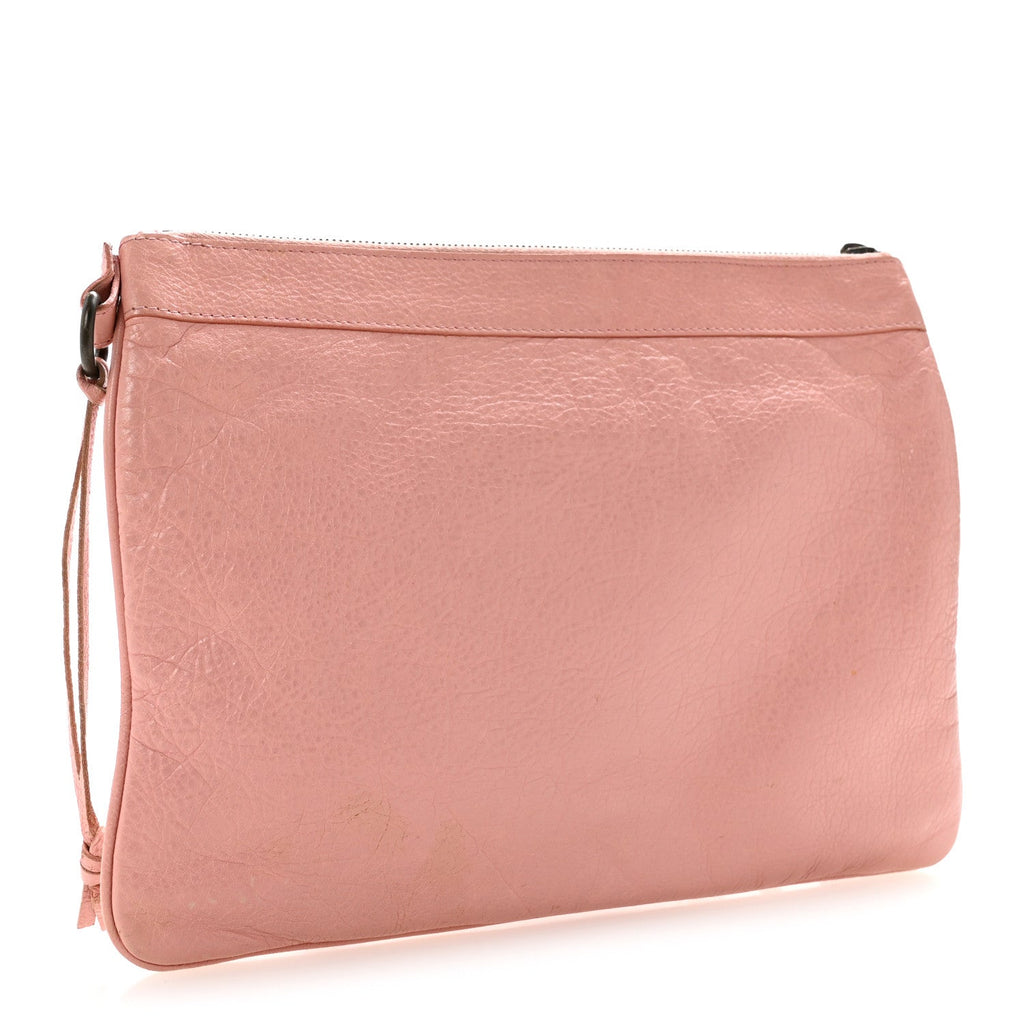 Agneau Classic Hardware Flat Handle Clutch Rose Peche