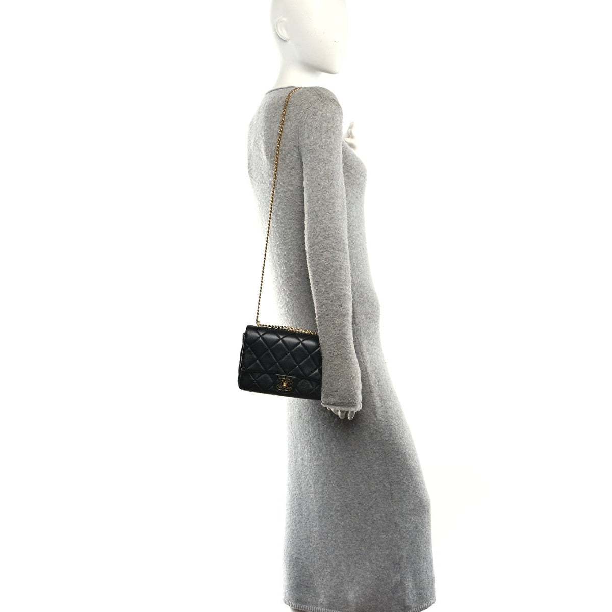 Lambskin Enamel Quilted Pending CC Square Flap Black