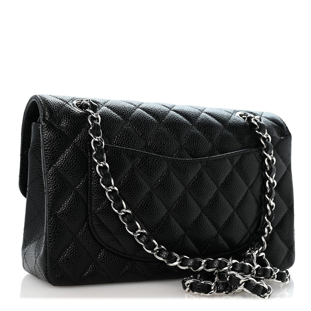 Caviar Quilted Small Double Flap Black