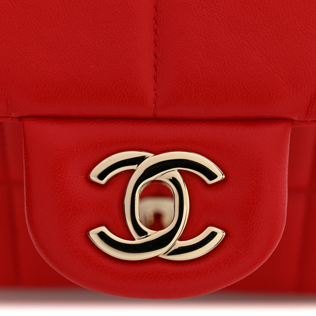 Lambskin Resin Crystal Square Quilted Monacoco Mini Flap Red