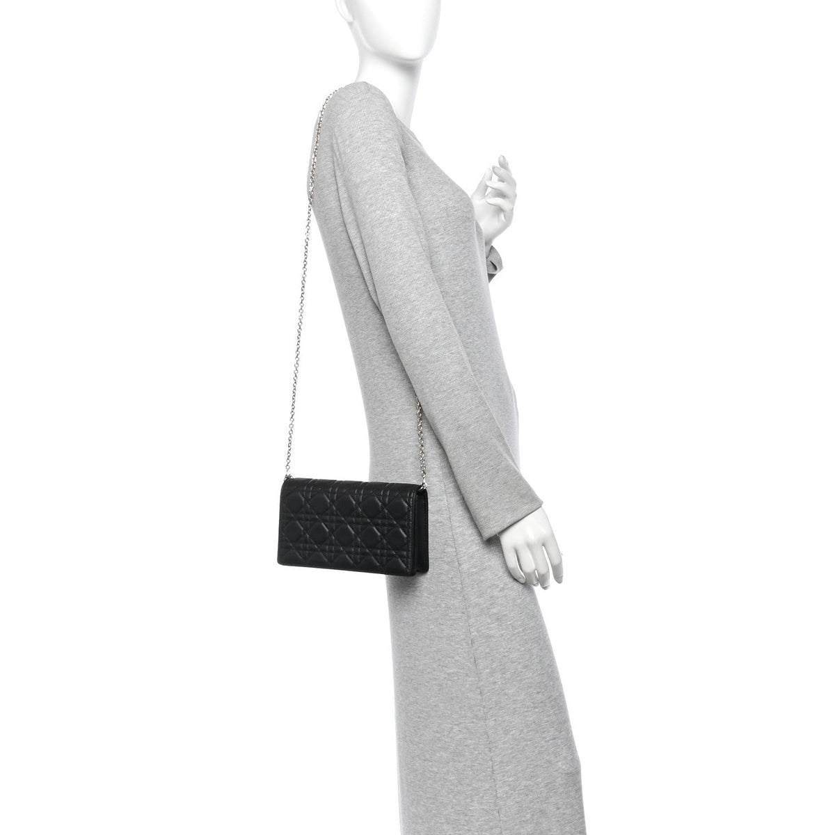 Lambskin Cannage Lady Dior Pouch Black