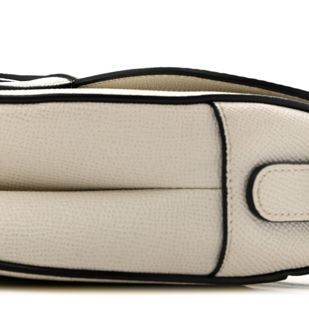 Grained Calfskin Saddle Bag With Strap Latte