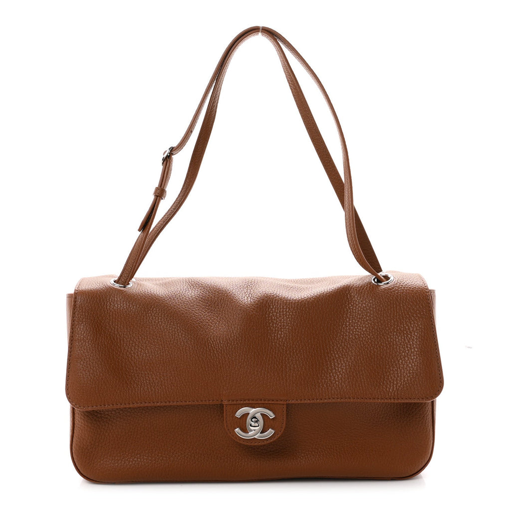 Grained Calfskin Small Souplissimo Maxi Flap Camel