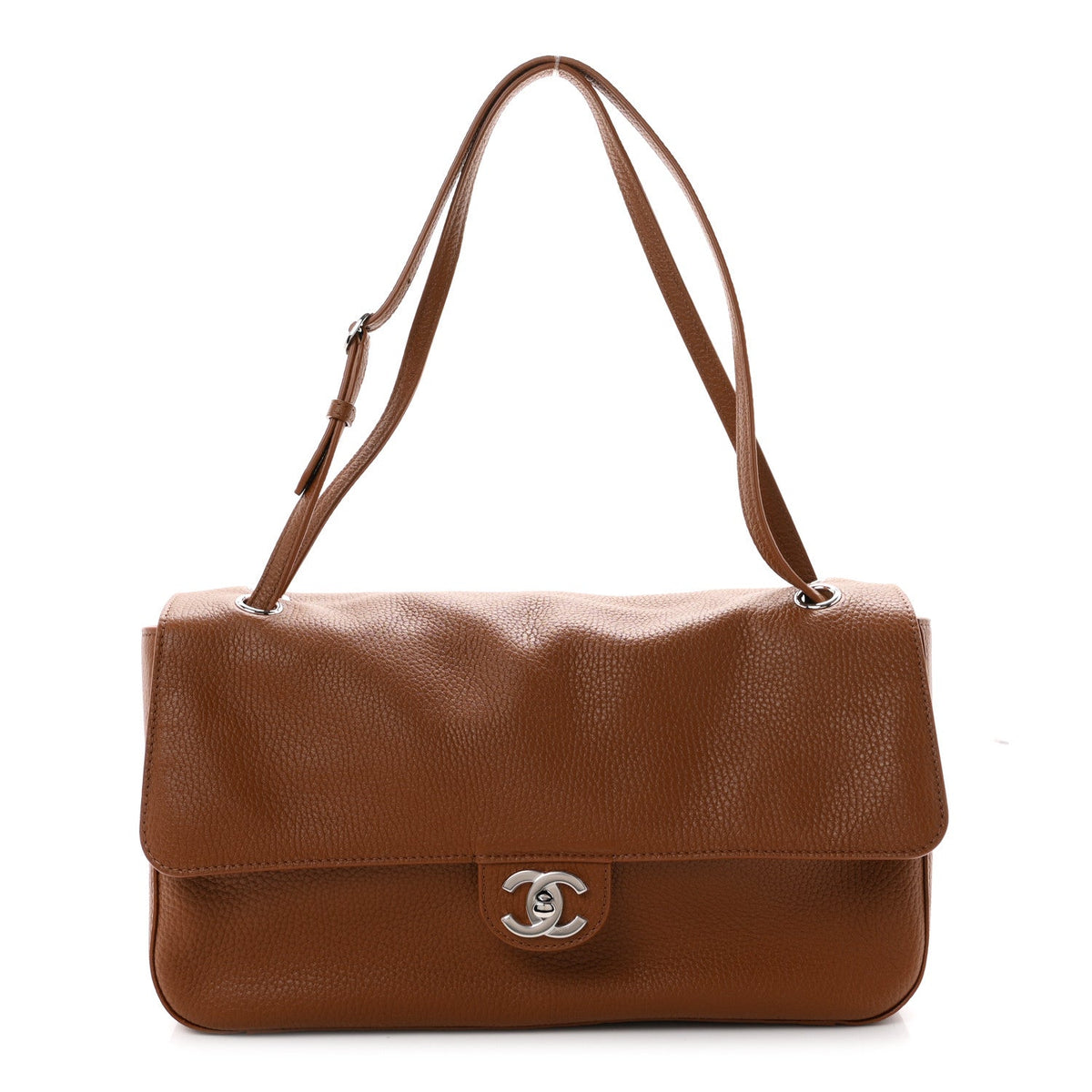 Grained Calfskin Small Souplissimo Maxi Flap Camel