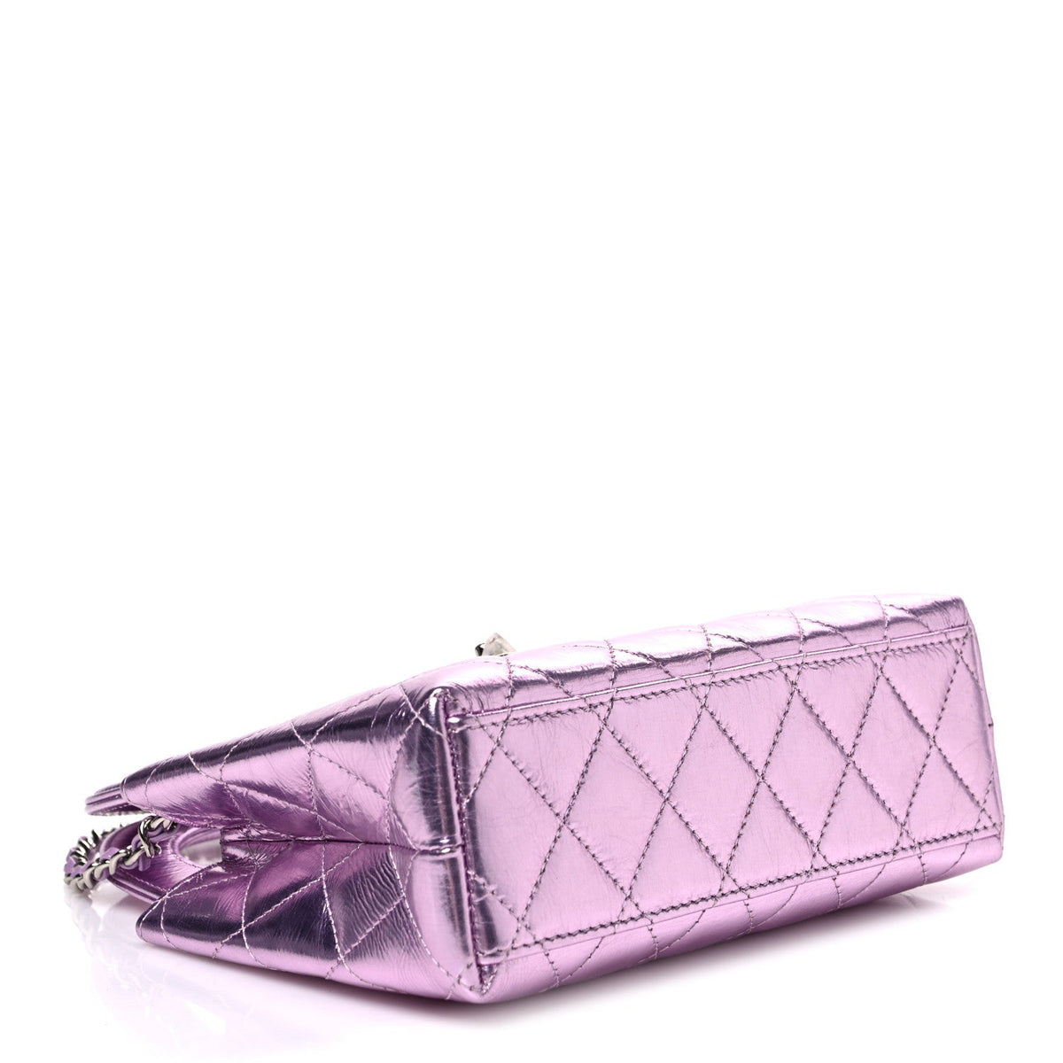 Metallic Aged Calfskin Quilted Nano Kelly Shopper Pink