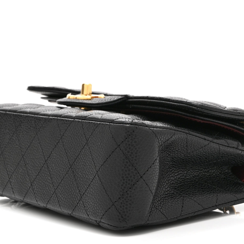 Caviar Quilted Small Double Flap Black