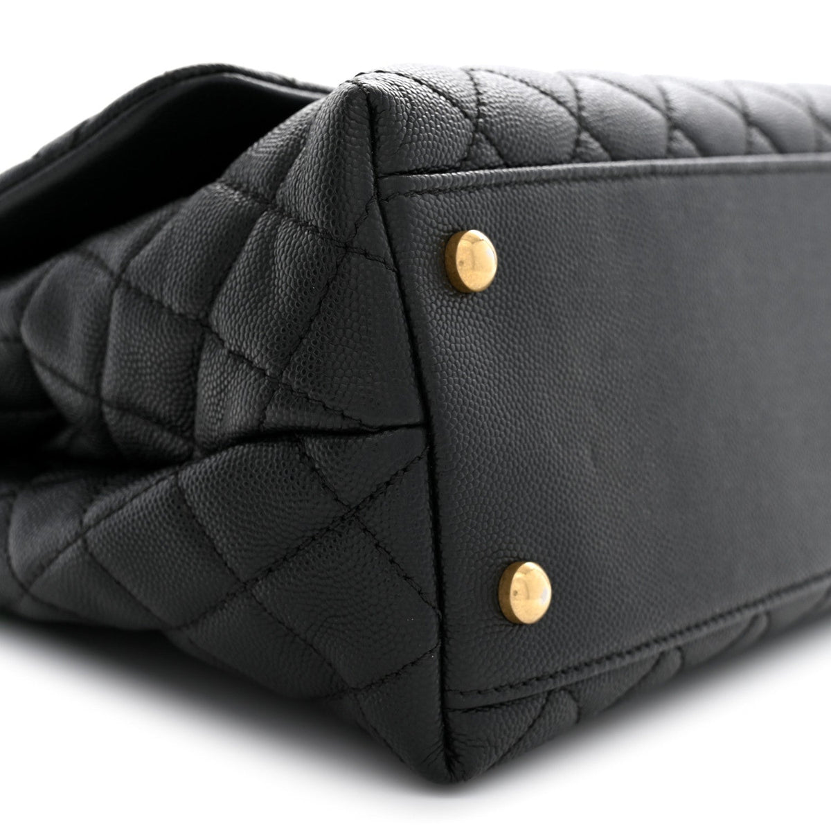 Caviar Quilted Small Coco Handle Flap Black