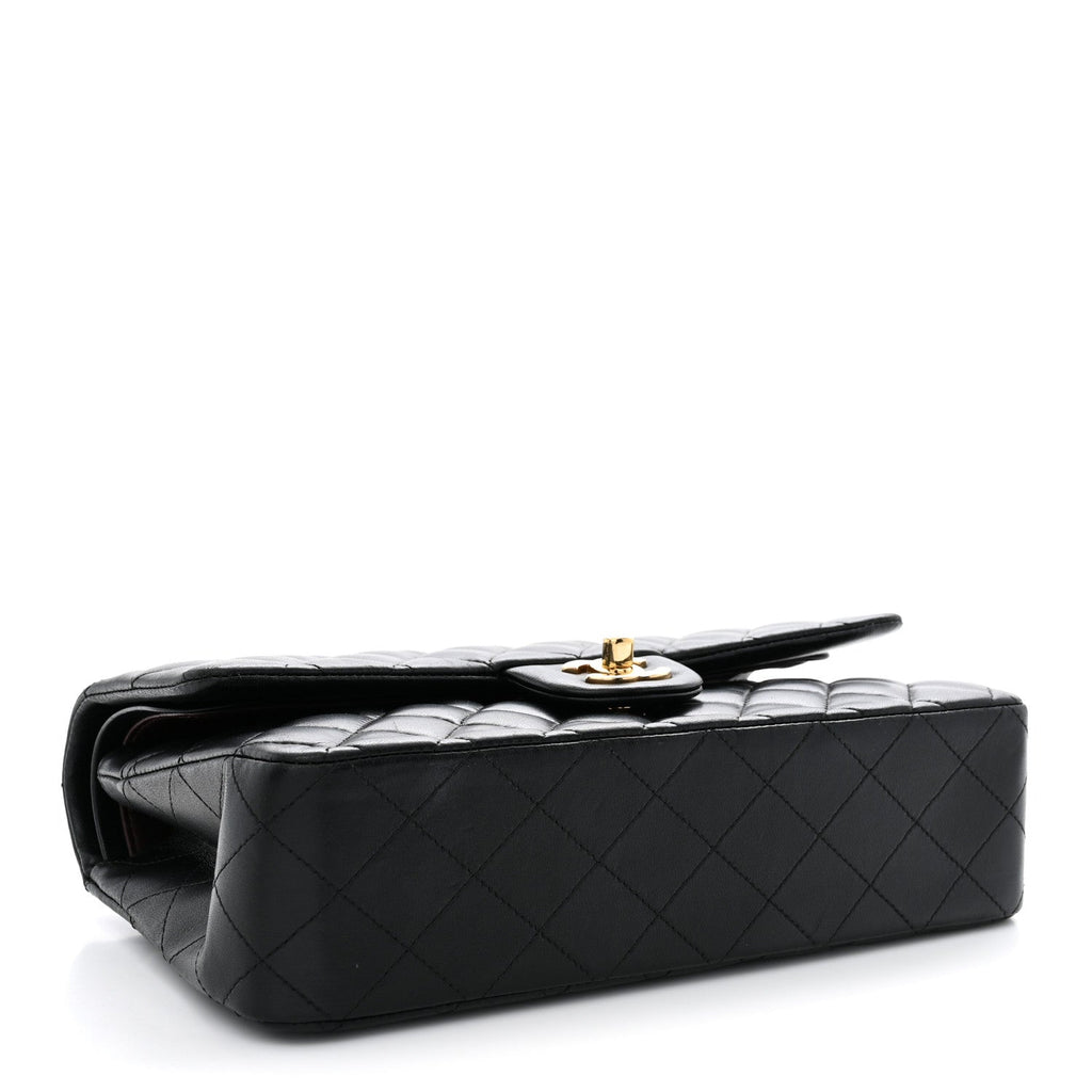 Lambskin Quilted Medium Double Flap Black