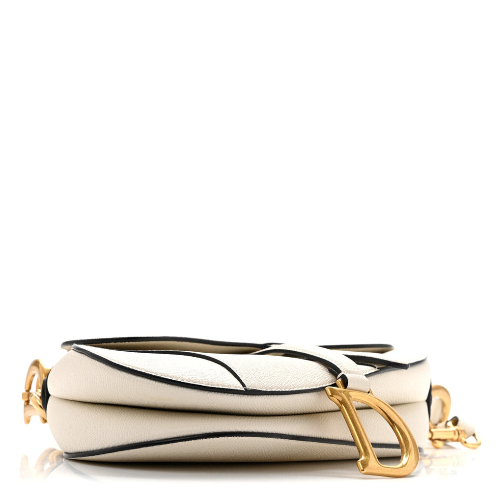 Grained Calfskin Saddle Bag With Strap Latte