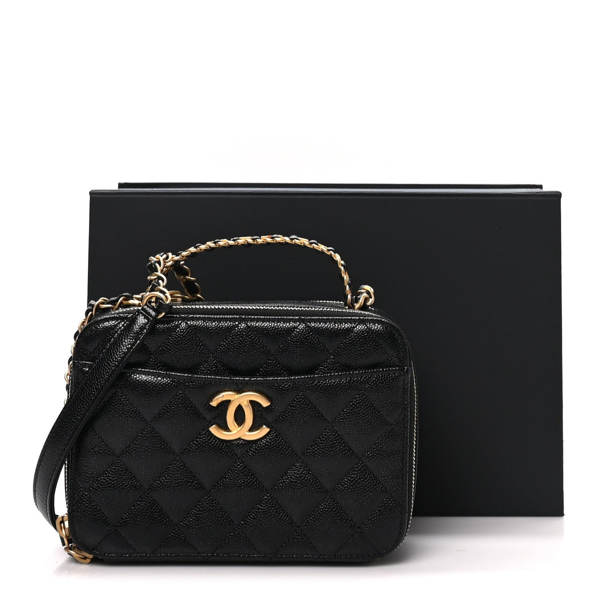 Caviar Quilted Small Pick Me Up Vanity Case Black