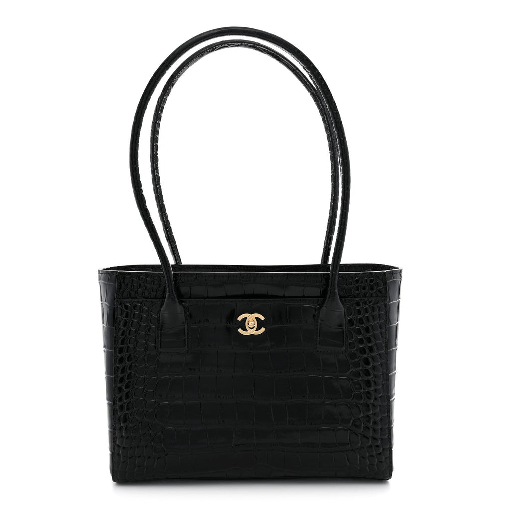 Calfskin Crocodile Embossed Small Archetype Black
