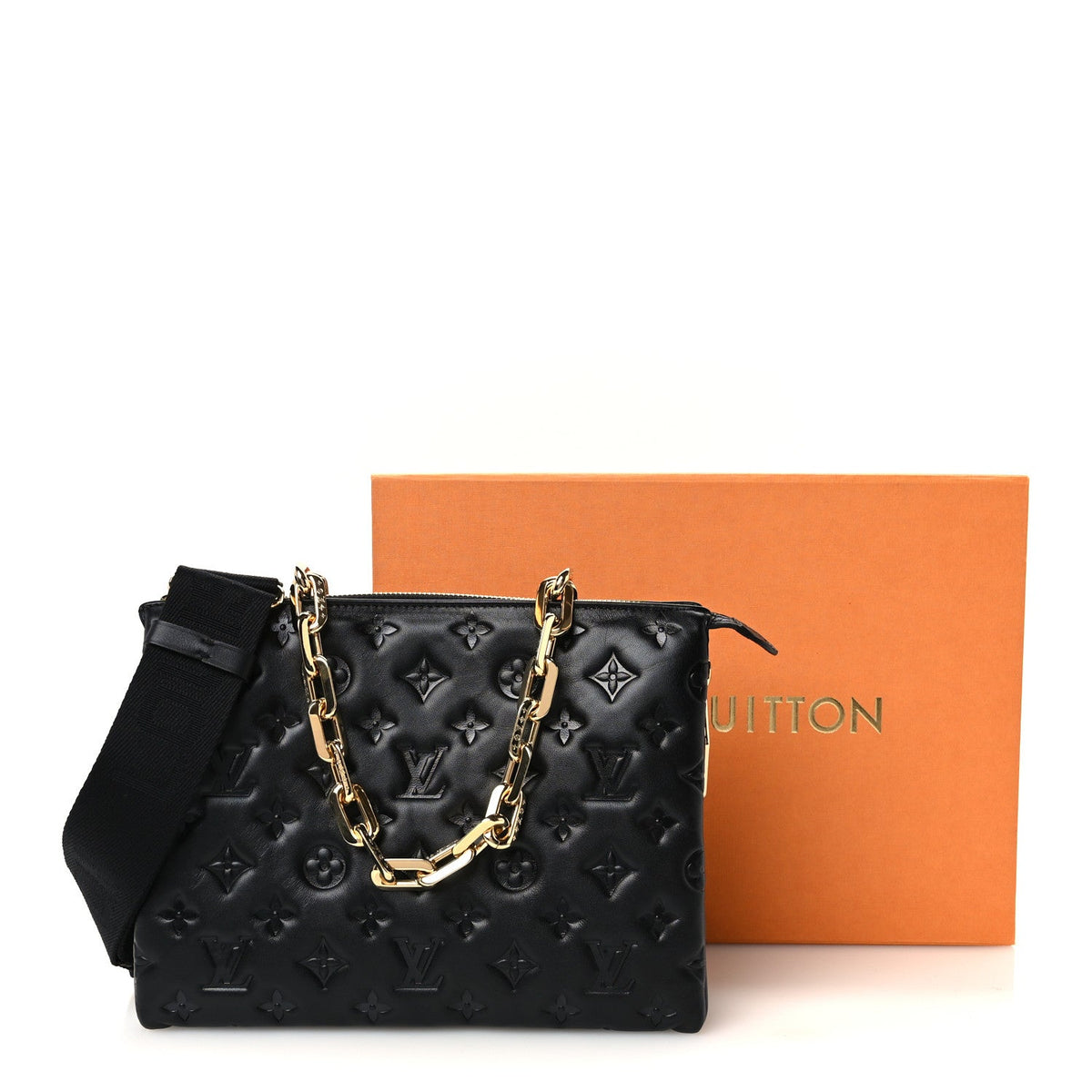 Lambskin Embossed Monogram Coussin PM Black