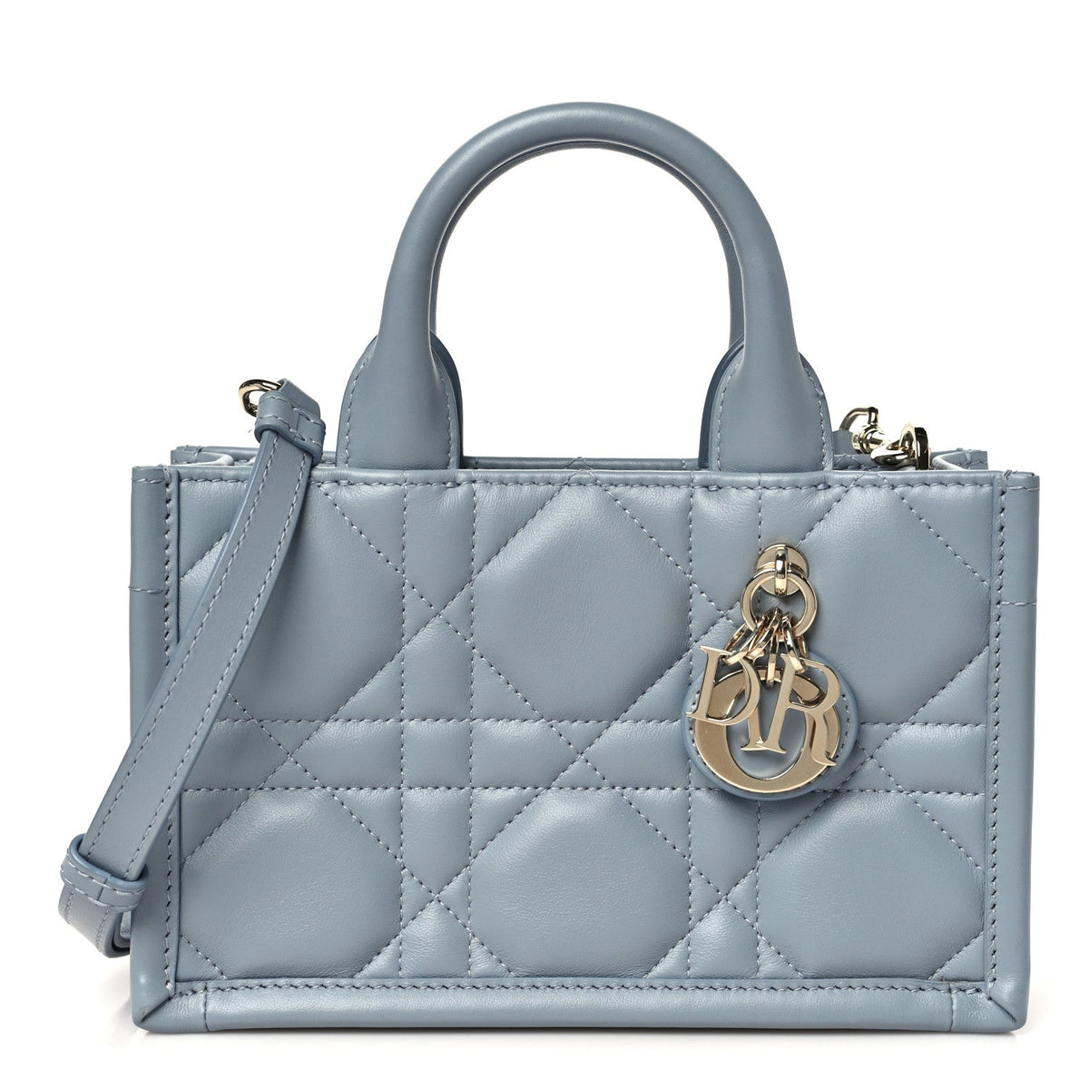 Calfskin Macrocannage Mini Book Tote Cloud Blue