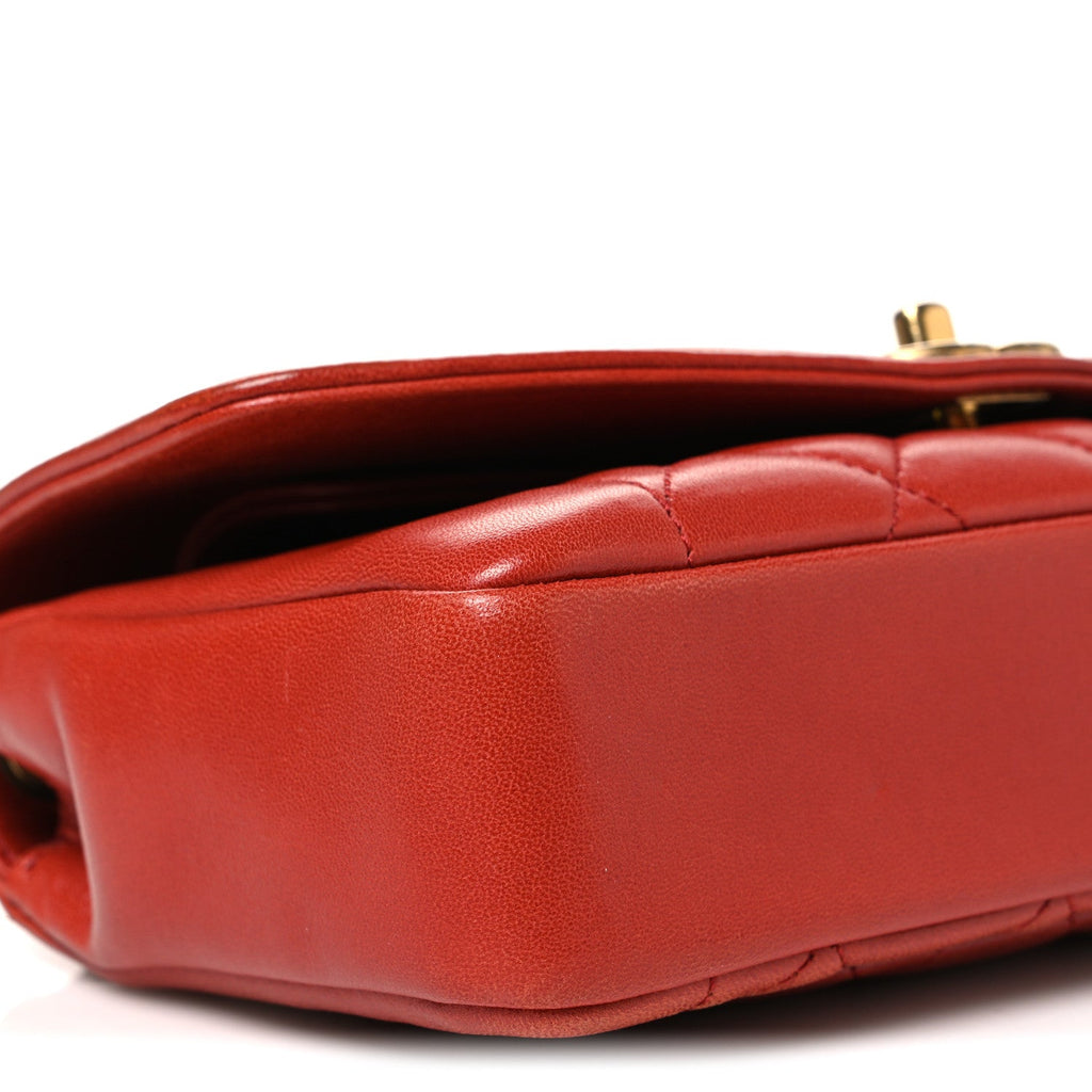 Lambskin Quilted Small Single Flap Red