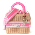Wicker Oblique Medium Lady Dior Bag Fluorescent Pink