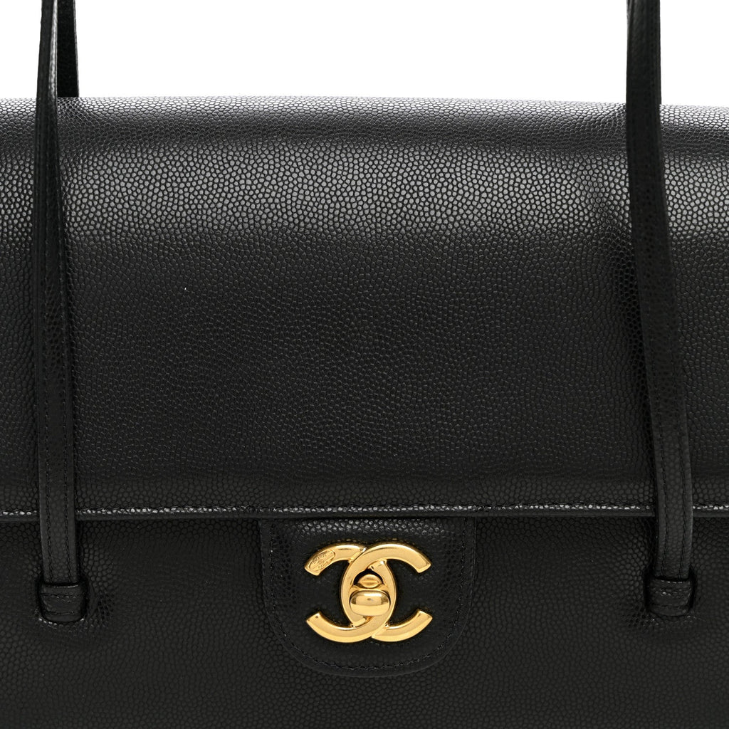 Shiny Caviar Preppy Coco Small Flap Black