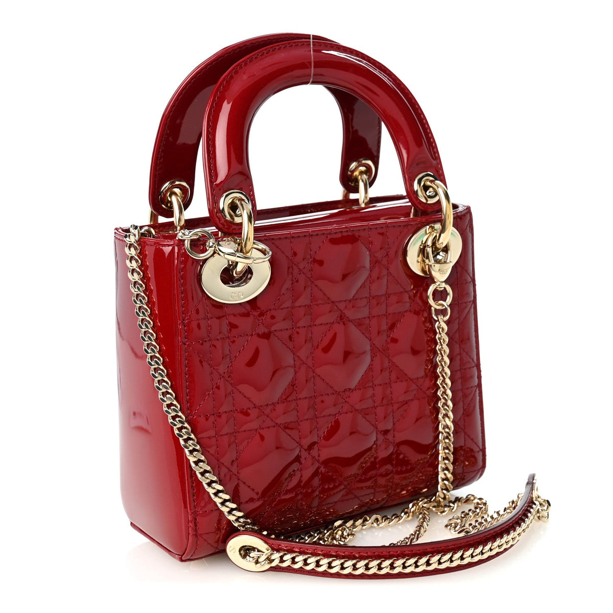 Patent Cannage Mini Lady Dior Red