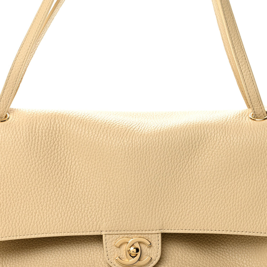 Grained Calfskin Small Souplissimo Maxi Flap Beige