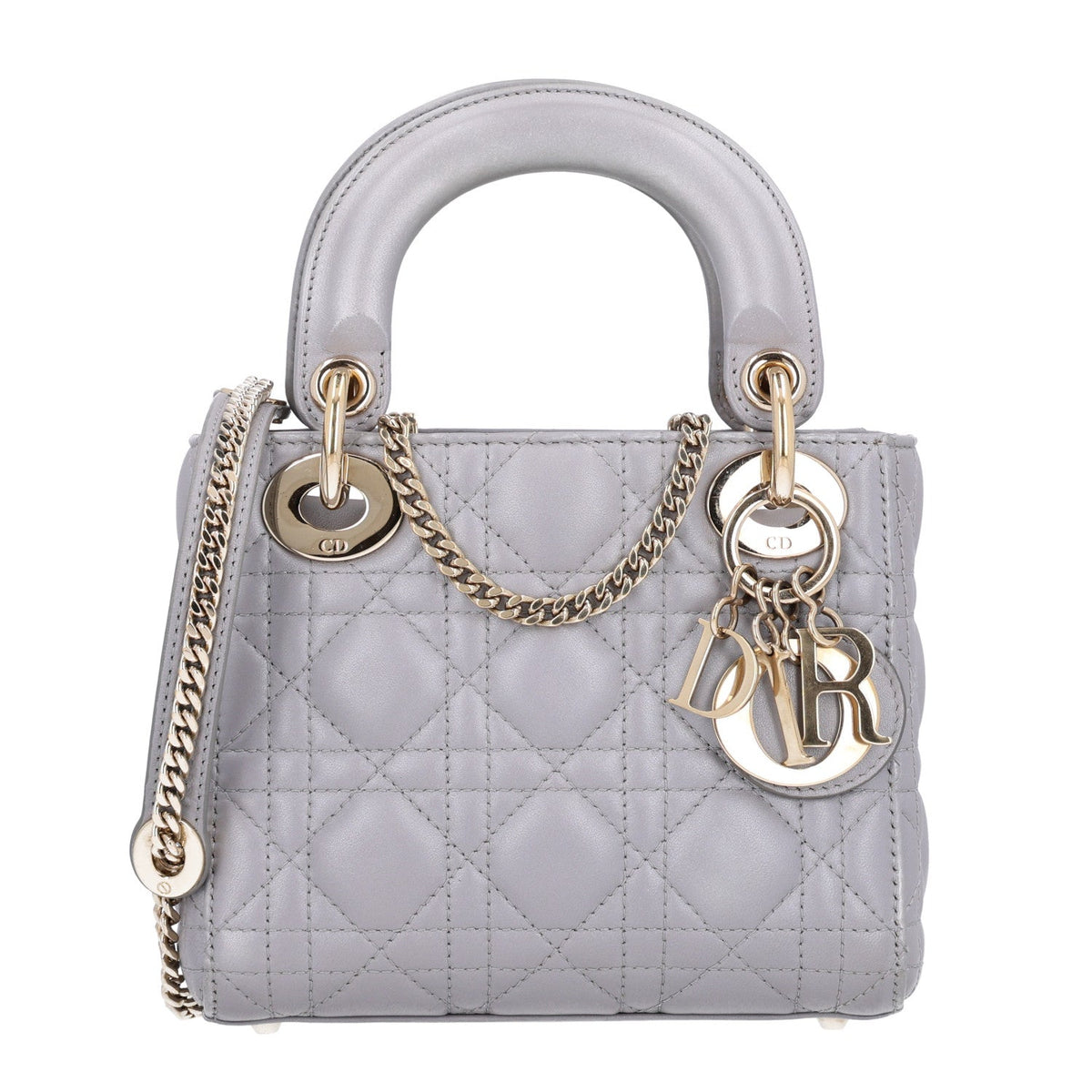 Lambskin Cannage Mini Lady Dior Grey