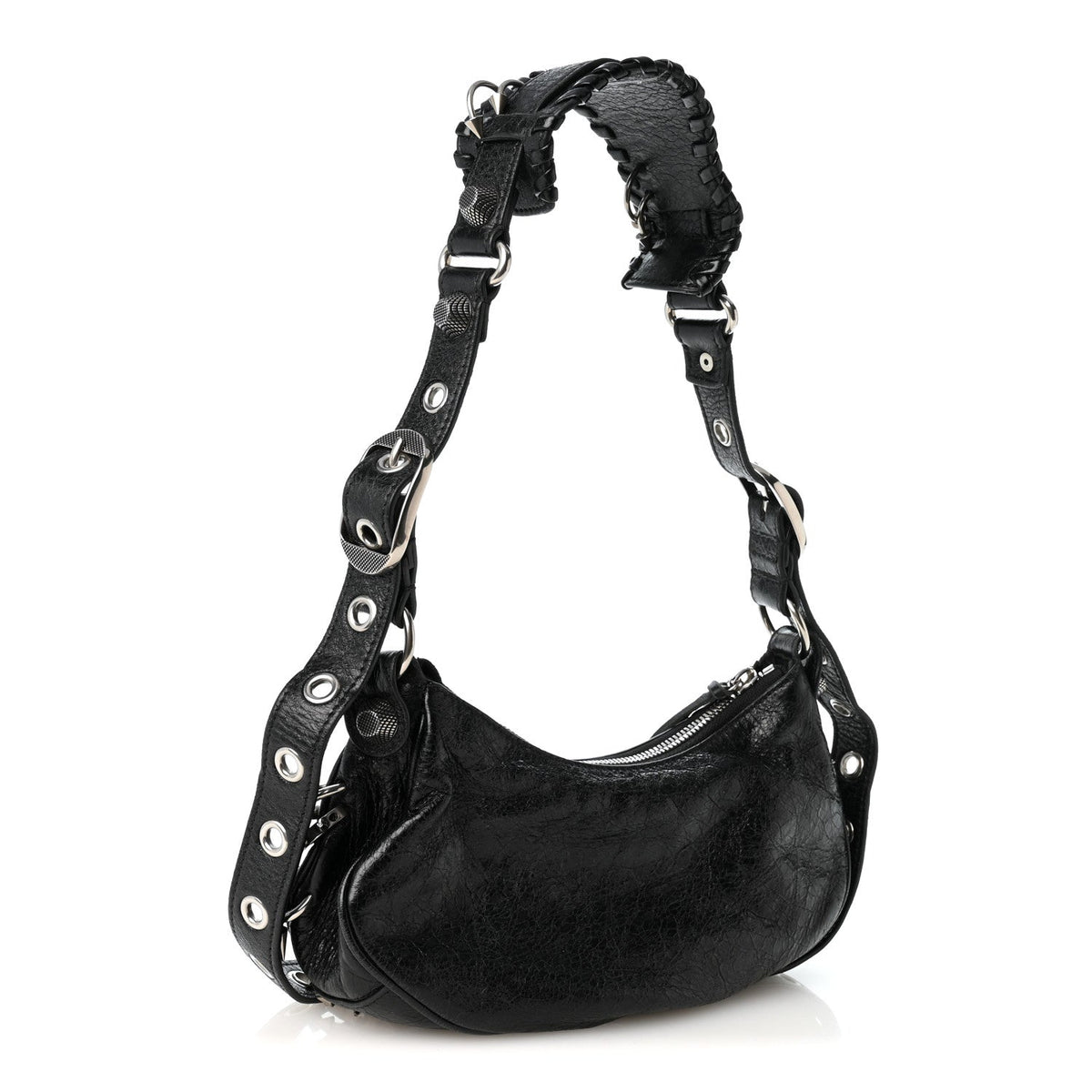 Agneau Arena Pierced Le Cagole Shoulder Bag XS Black