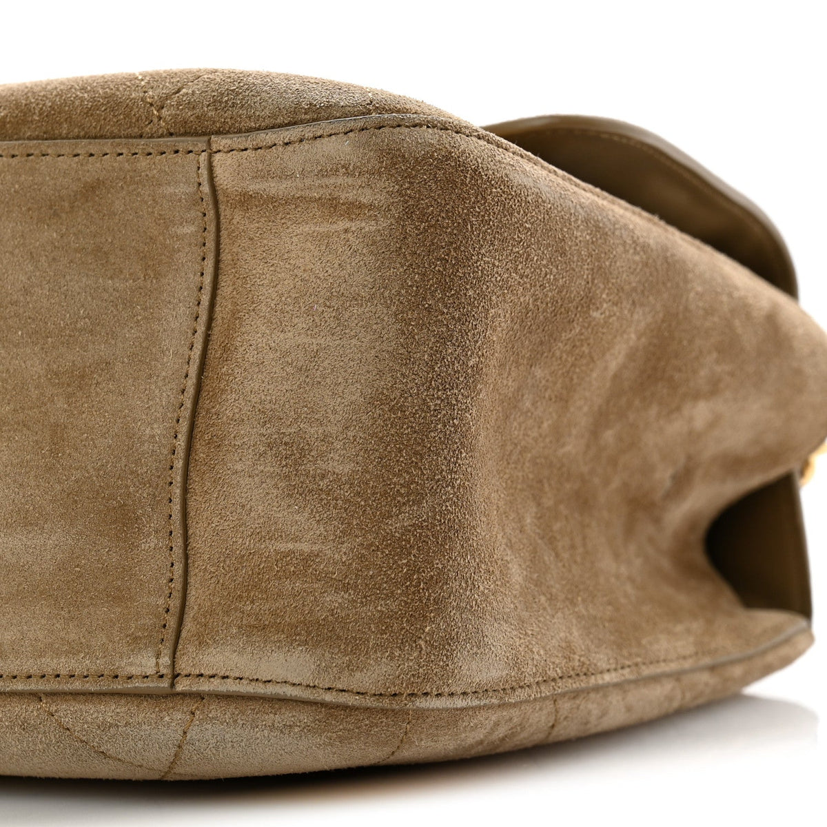 Suede Calfskin Small Souplissimo Maxi Flap Dark Beige