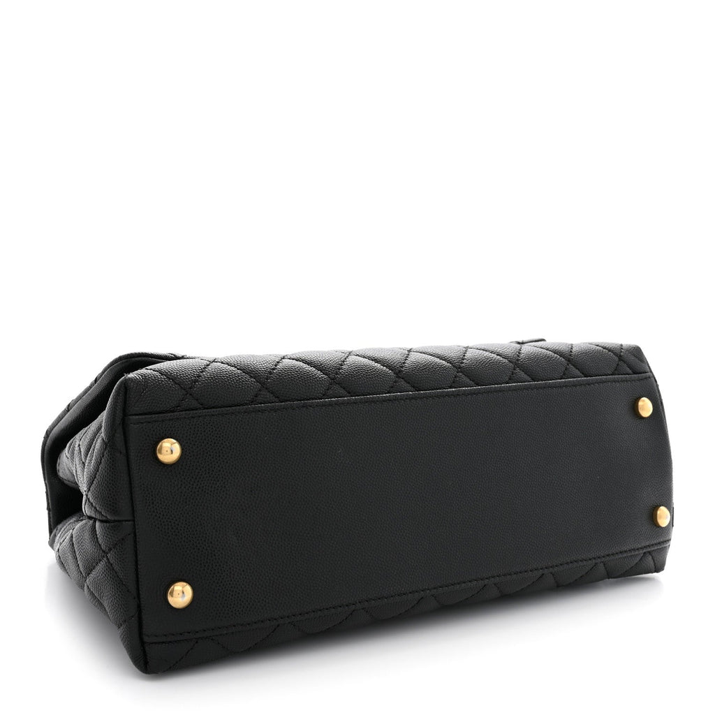 Caviar Quilted Small Coco Handle Flap Black