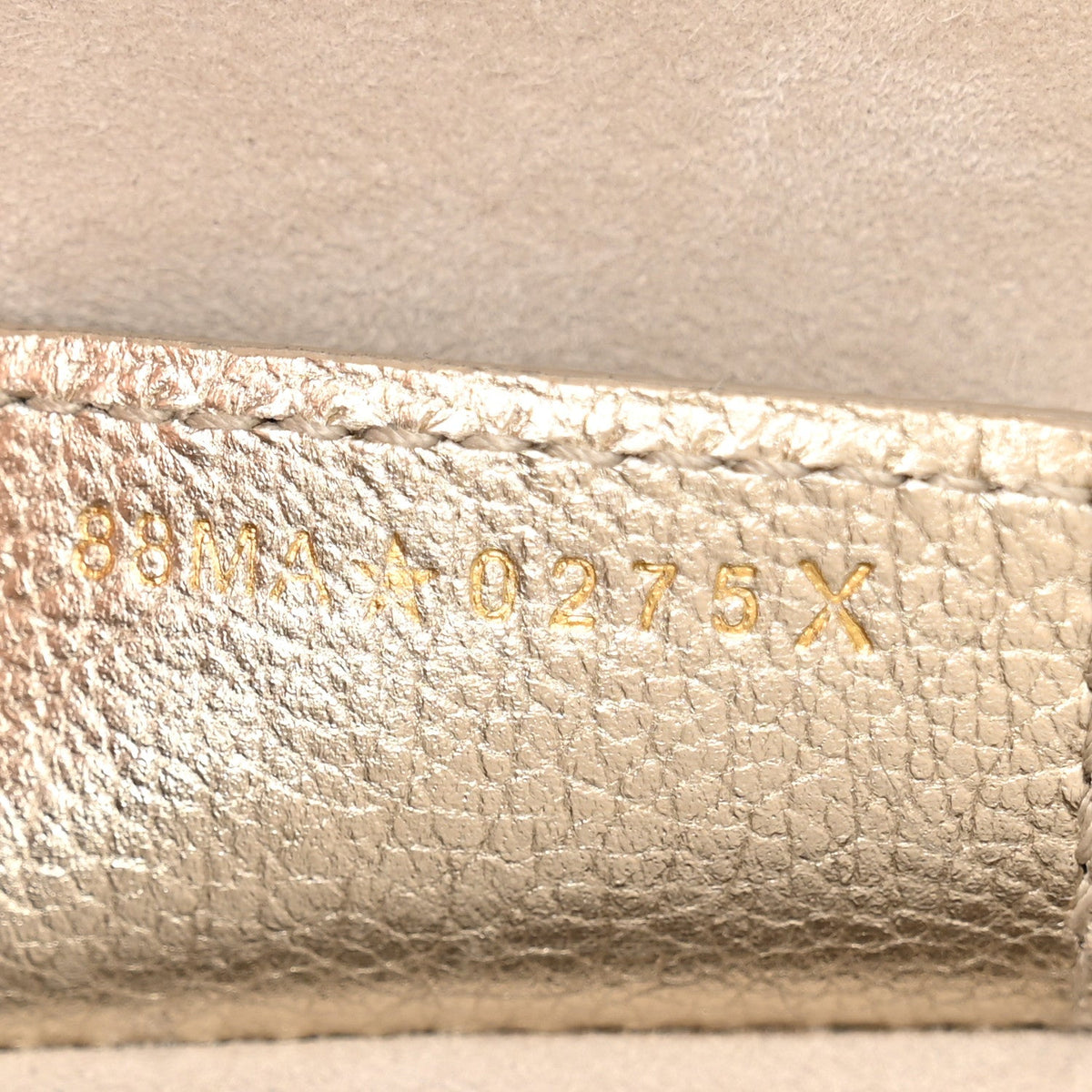 Metallic Goatskin Saddle Bag With Strap Gold