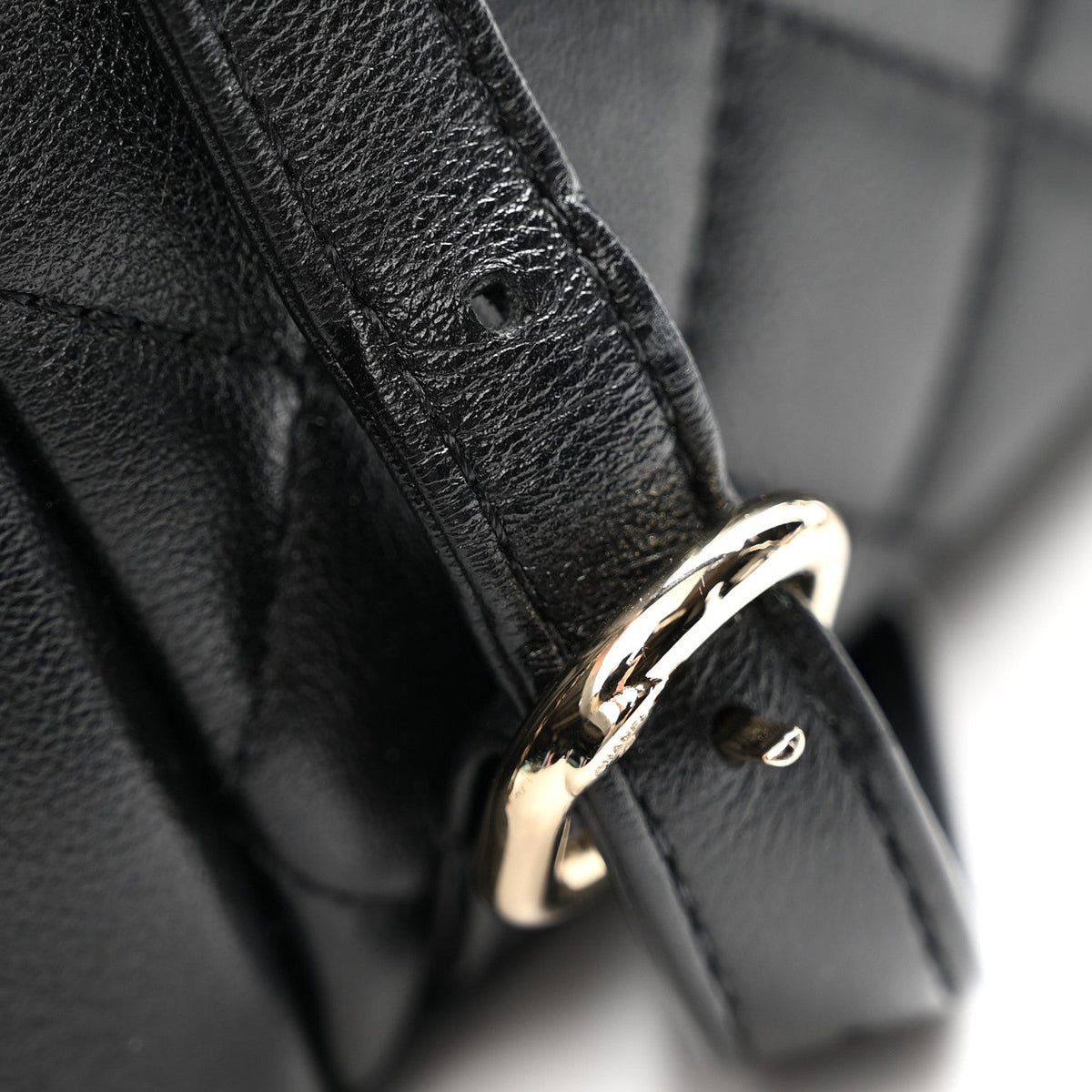 Shiny Caviar Quilted Medium Duma Pockets Drawstring Backpack Black