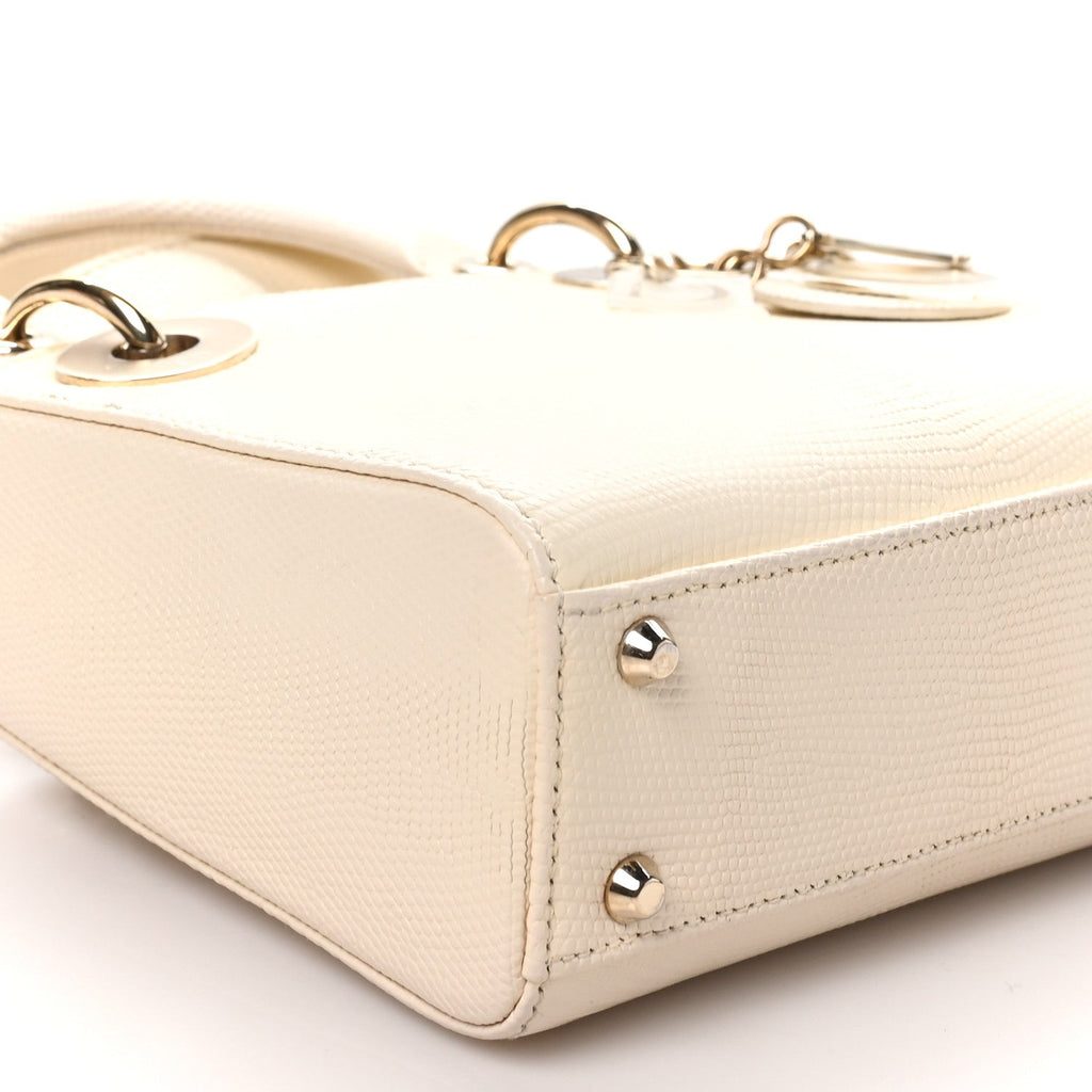 Lizard Mini Lady Dior Latte
