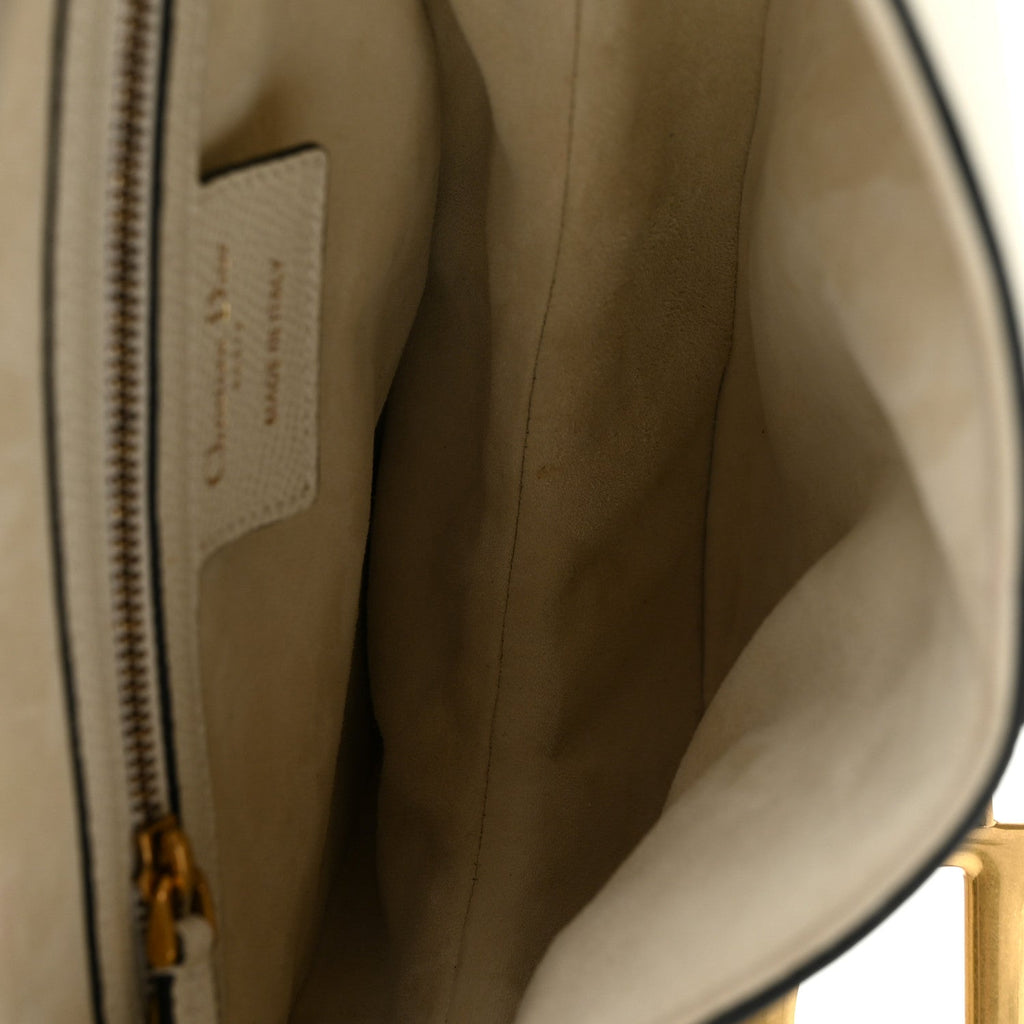 Grained Calfskin Saddle Bag White