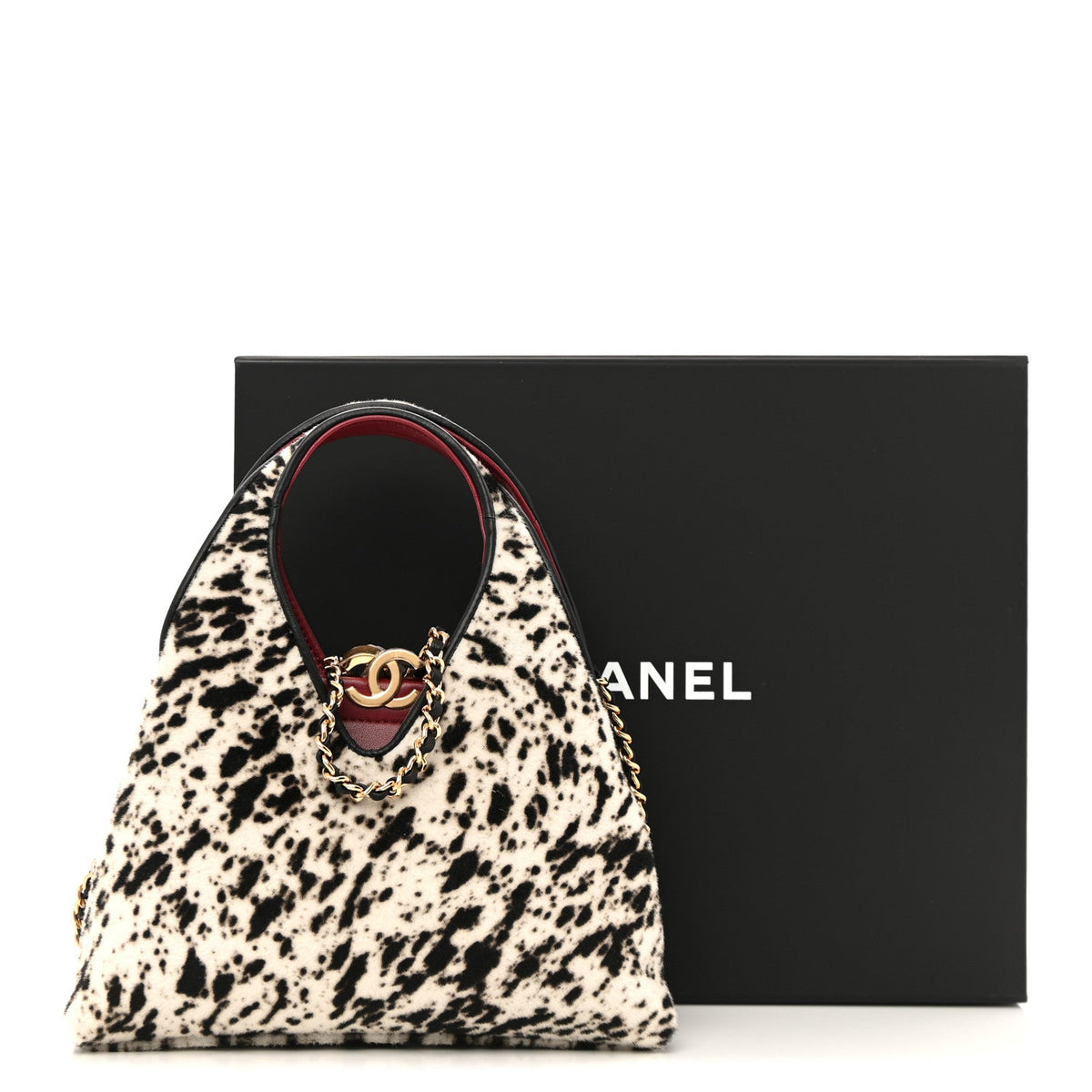 Pony Hair Printed Chic Lady Small Shopping Tote White Black