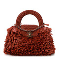 Raffia Fringe Nano Kelly Shopper Red