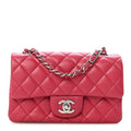 Lambskin Quilted Mini Rectangular Flap Dark Pink