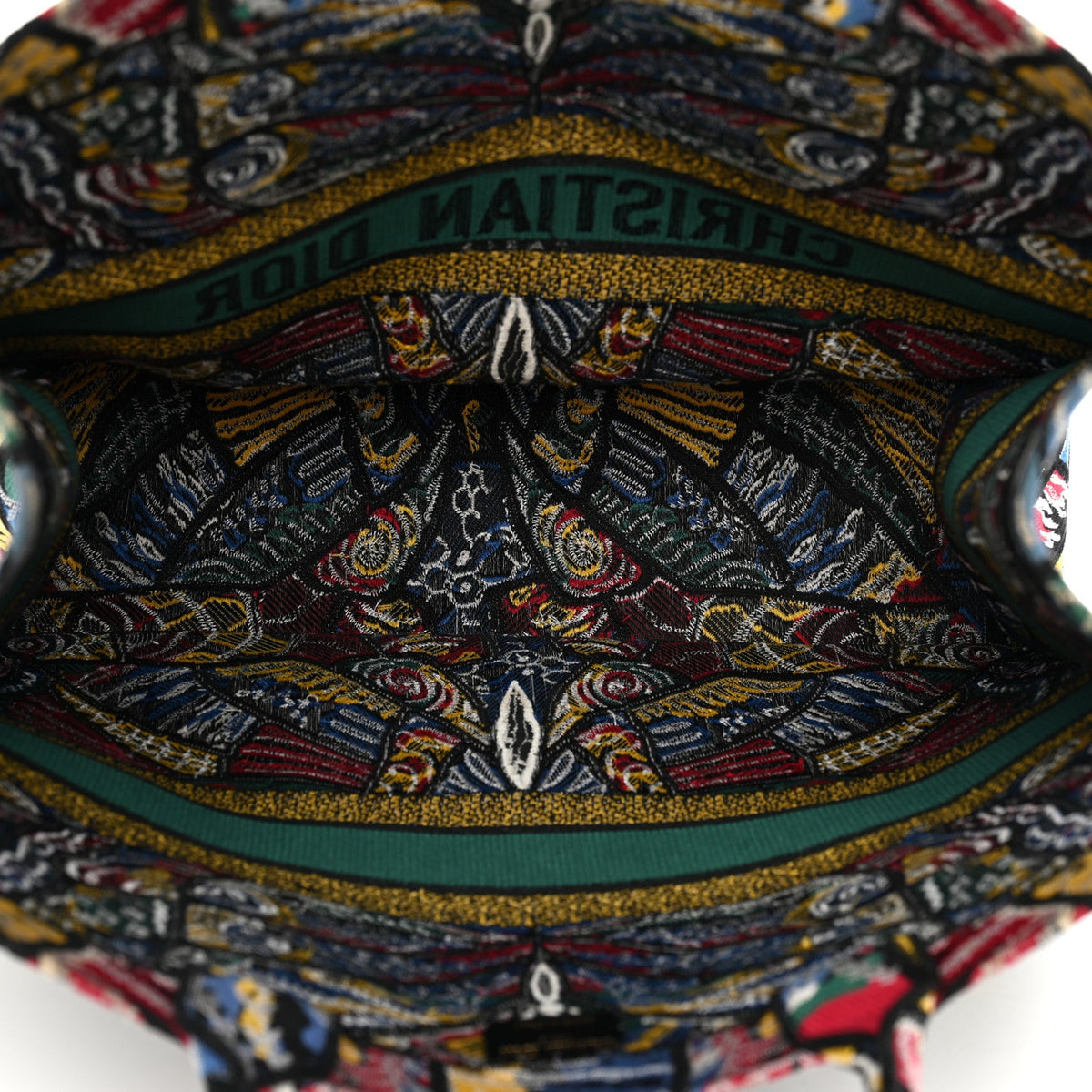 Canvas Embroidered Butterfly Book Tote Black Multicolor