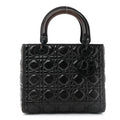 Crinkled Calfskin Cannage Medium Lady Dior Black