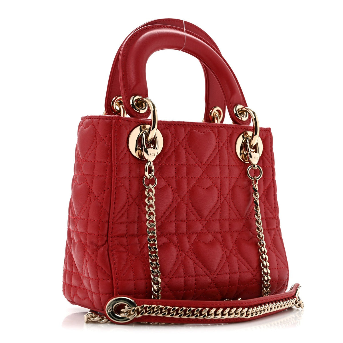 Calfskin Cannage Dioramour Mini Lady Dior Bag Bright Red