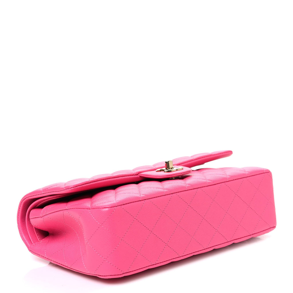 Caviar Quilted Medium Double Flap Dark Pink